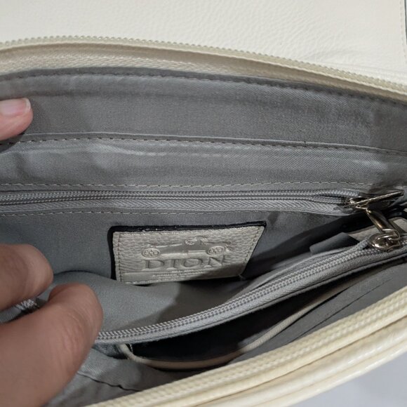 DION Faux Leather Crossbody Bag Purse White - Picture 6 of 6